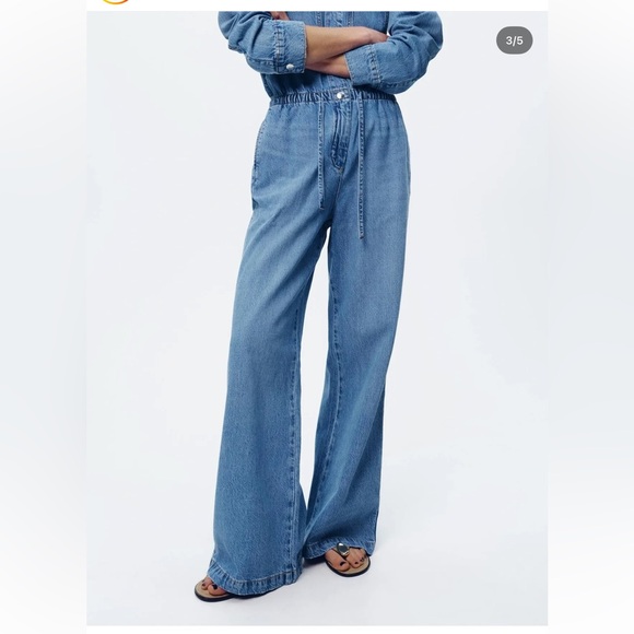 Zara Women's Light Blue Denim Overalls - Picture 3 of 5